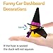 wonuu Duck Car Dashboard Decorations Duck Car Ornaments Cute Car Accessories for Duck Car Accessories with Magic Hat Broom Necklace and Round Sunglasses, Black&purple hat