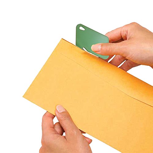 Plastic Letter Opener, Envelope Slitter With Concealed Steel Blade - Green - 9 Pack. By Mega Stationer #TOP3