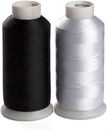 Simthread 2 Bobbin Thread for Sewing and Embroidery Machine 1 Black and 1 White 5500 Yards Each - 60WT Polyester Bobbin Fill Thread Bottom Threads