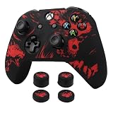 RALAN Customized Laser Controller Skin for Xbox One, Anti-Slip Silicone Controller Cover Protector Case Compatible for Xbox 1 Wireless/Wired Gamepad Joystick with High Thumb Grip x 2,Cap Grips x 2.