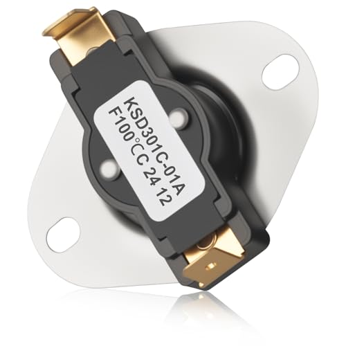 Snap Disc Thermostat Switch (100°F ON and 85°F Off), fit Fireplace Fans,Wood Stove Fans,Wall & Floor Furnaces,Greenhouse cooling fans,RV refrigerator cooling fans,Solar water heaters,2511F002-351