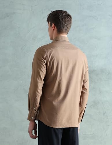 Image of Arrow Sport Solid Slim Fit Cotton Shirt for Men - Full Sleeve Mens Casual Shirts