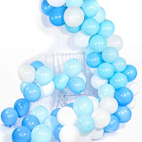 Globos Azules y Blancos,100 Piezas Azul Globos Helio Latex Perla, Niño Bautizos Comunion Baby Shower Azul,Bodas Aniversario Graduacion Fiesta Arco Decoracion