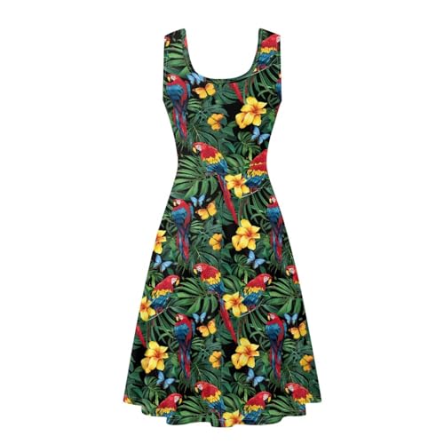 Image of Women Stylish Tank Dresses Sleeveless Round Neck Midi Casual Dress with Pocket for Summer