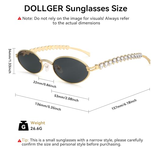 Dollger Oval Retro Sunglasses for Women Men 90s Y2k Trendy Small Metal Frame Sun Glasses Gold Vintage Shades UV400 Protection4