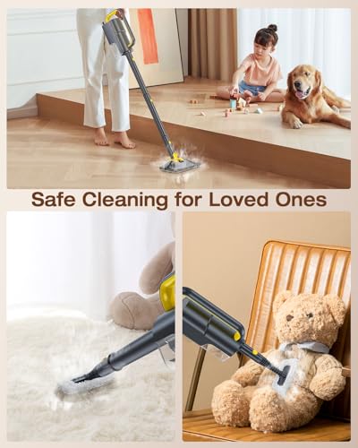 Image of 10-in-1 Steam Mop, Detachable Handheld Steam Cleaner for Multi-Surface | 350ml Tank,10s Heat-Up,248F Steam Cleaner,2-Level Control,Swivel Head for Carpet,Floor,Tiles,BBQ grill,Car Accessories