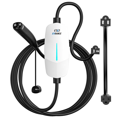 Image of EVDANCE Level 1&2 Tesla Charger, NACS Mobile Connector with 25ft Cable, Home Electric Vehicle Charging Station for Tesla Models 3 /Y /S /X & NACS EVs, 12A 120V /16A 240V, NEMA 5-15 & NEMA 6-20 Plug