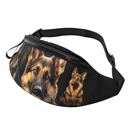 German shepherd Fanny Pack for Women Men Fashion Waist Packs with Adjustable Strap Waterproof Everywhere Crossbody Bag Casual Belt Bag for Workout Running Travel Purse