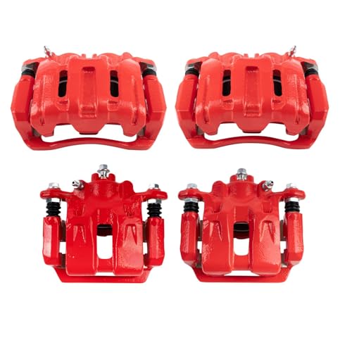Image of TRQ Front and Rear Brake Caliper Set Coated Brackets Hardware Compatible with 2005-2010 Honda Odyssey