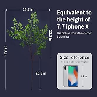 Melorca&Guilla Artificial Plants,2PCS 43" Green Nandina Faux Branches for Vase,Artificial Plants Faux Greenery Stems for Shop Garden Office Home Décor