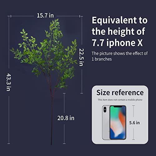 Melorca&Guilla Artificial Plants,2PCS 43.3" Green Nandina Faux Branches for Vase,Artificial Plants for Shop Garden Office Home Décor - Image 3