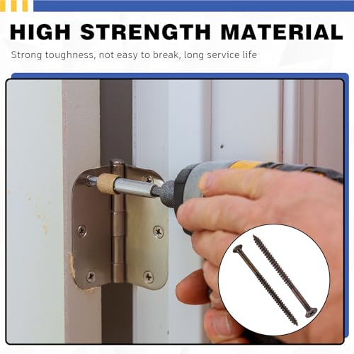 Image of 100 Pack Satin Nickel Wood Screws #9 x 3 Inch Extra Long Heavy-Duty Hinge Screws for Doors, Cabinets, Furniture & DIY Projects, Oil Rubbed Bronze