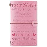 KAAYEE Sister Gifts from Sister Leather Journal - Gifts for Sister 140 Page Refillable Leather Notebook Travel Journal To My Sister's Gift from Sisters Birthday Mothers Day Gift Pink