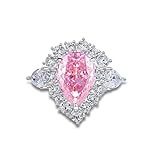 Juego de anillos para mujer, con forma de lágrima, zafiro fabricado en laboratorio con moissanita, oro blanco de 18 quilates, talla 57 (18,1)