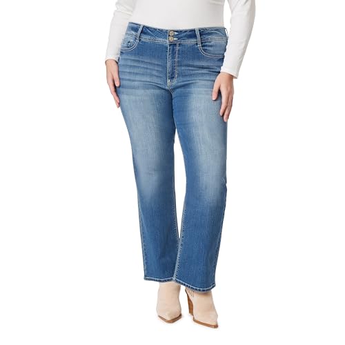 Image of WallFlower Luscious Curvy Bootcut Jeans for Women, Mid-Rise Insta Stretch Denim, Size-Inclusive Juniors Jeans