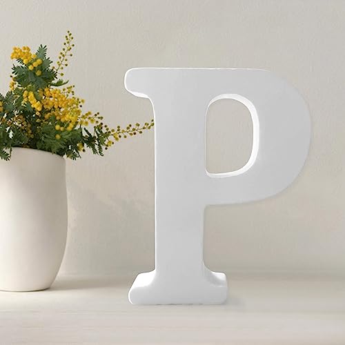 Wood Letters 4.3 Inch, White Unfinished Wood Letters for Graft, Wooden Letters for Wall Decor, Standing Letters for Bedroom, Home, Birthday, Party, DIY Graft (P)
