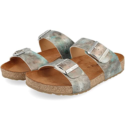 Image of HAFLINGER Andrea Elegant Leather Sandals with Rubber Sole and Cork Latex Footbed Unisex