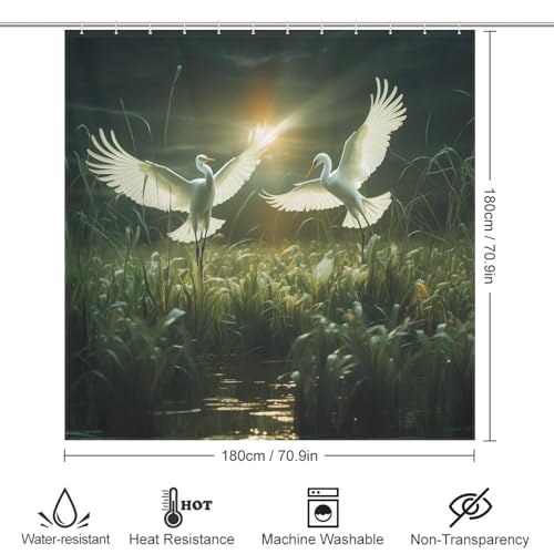 Rideau de douche polyester Aigrette étanche et lavable pour éliminer l'humidité au sol - 4