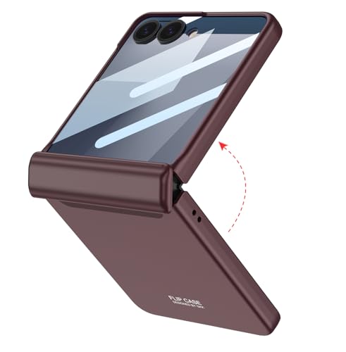 Image of Kapa Ultra Thin Back Cover for Galaxy Z Flip7 / Z Flip 7 | with [Magnetic Hinge Protection] and Inbuilt Glass Window Protection (Wine Red)