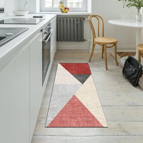 Alfombra pasillera roja antideslizante 50x180 lavable para decoración de hogar 5