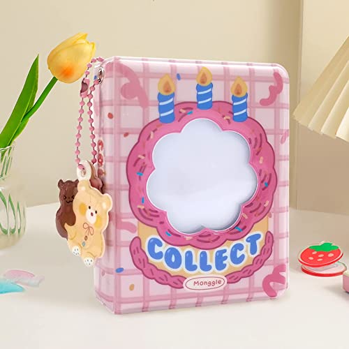 3-Zoll-Kpop-Fotokartenhalter, Mini-Fotoalbum, Schmetterling, Liebe, Herz, hohl, 40 Taschen, Namenskartenbuch, Foto-Fans, Album mit Anhänger (Pink) Cover