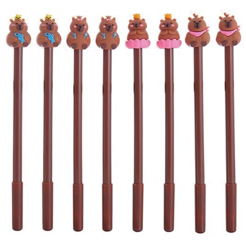 MOZXIRZ 8 Pcs Cute Capybara Gel Pens Negro 0.5mm miniatura 1