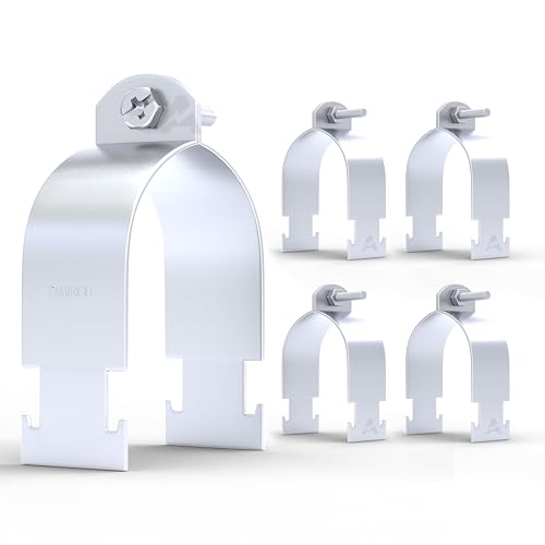 (Pack of 5) 4'' Rigid Conduit Clamp, Electrogalvanized Steel, Corrosion-Resistant, Fits Strut Channel, Electrical Conduit Mounting Hardware – 4 Inch Electrical Clamps, Silver