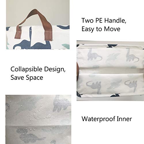Canvas Storage Bins Toy Basket Collapsible Boxs Chest Organizer Water-Resistant Nursery For Edroom, Closet, Kid's Toys, & Laundry (Dinosaur) #TOP2