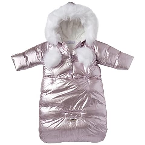 Cremson Girls Boys Newborn Infant Baby Puffer Carbag Pram Bag Snowsuit Bunting - Rose Metallic 2-Piece (Size 0-6 Months) Cover
