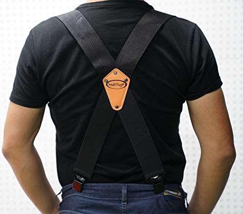 Image of MELOTOUGH Men's Suspender 2 inch Wide Partial Elastic Strap for Jeans Pants
