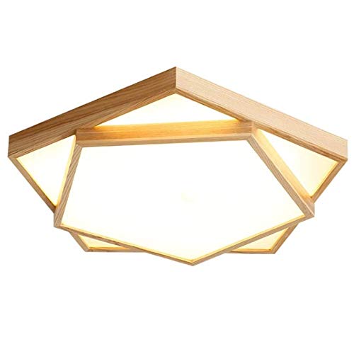 Plafonnier en bois géométrique pour salon lumineux et chaleureux