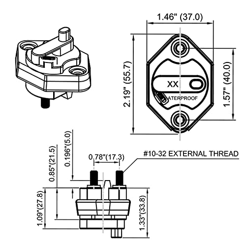 Interruptor de circuito 60A impermeable con botón de reinicio manual 3