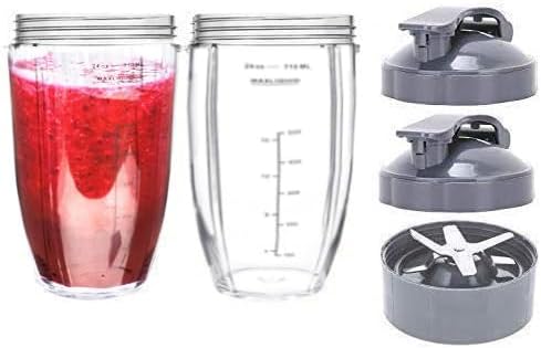 Replacement 24 Oz Cups with Flip Top To Go Lid & Extractor Blade Compatible With Nutribullet 600W 900W Blender (2 Cups With Lid + Blade)