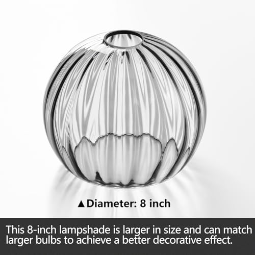 Image of Clear Glass Shade,Replacement Globe & Cover for Lighting Fixture, 8 inch Diameter, Replacement with 1.65 Inch Fitter for Wall Lamps Chandeliers or Ceiling Light (1, 8Inch - Gray Glass)
