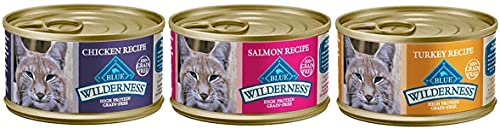 Blue Buffalo Wilderness Grain-Free Wet Cat Food Variety Box - 3 Flavors (Salmon, Turkey, And Chicken) - 12 (5.5 Ounce) Cans - 4 Of Each Flavor By Blue Wilderness #TOP1