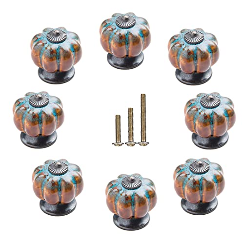 GDQLCNXB Paquete de 8 pomos de cerámica vintage para gabinete, cajones de cocina, cómodas, armarios, tiradores de puerta con 3 tipos de tornillos