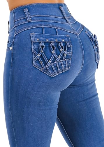 Image of Moda Xpress Women's Butt Lifting High Waisted Bootcut Jeans - Stretchy, Comfortable Flare Jeans in Junior Size Vintage Style