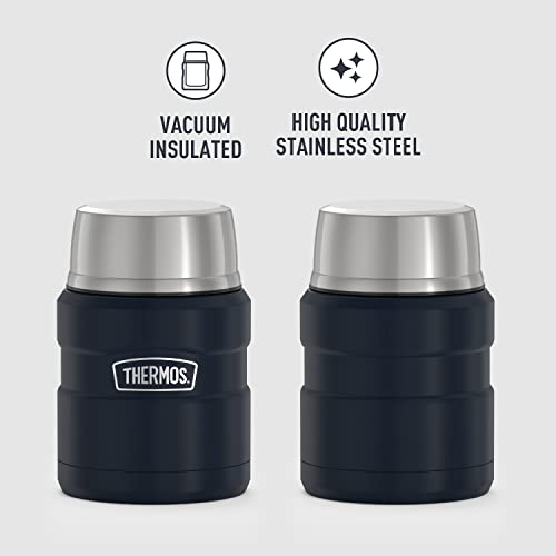 Termo Stainless King 16 oz - Tarro aislado al vacío con cuchara, azul