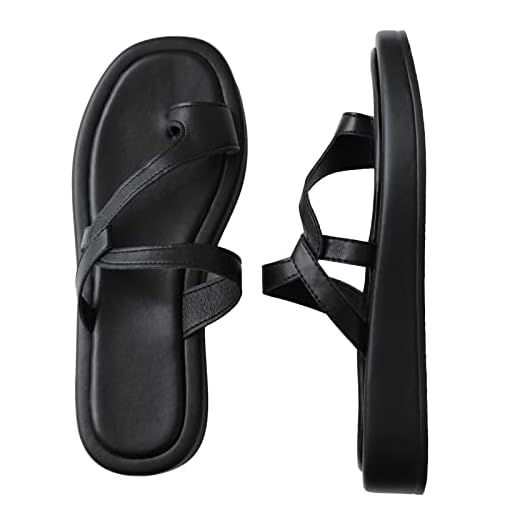 Shoe'N Tale Women's Strappy Slide Sandals Platform Toe-ring Round Toe Slip-on Slippers(8,x-Black)