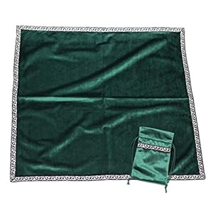 Baoblaze Altar Tarot tafelkleed, 26 x 26 inch waarzeggerij Wicca fluwelen doek met Tarot zakje – groen