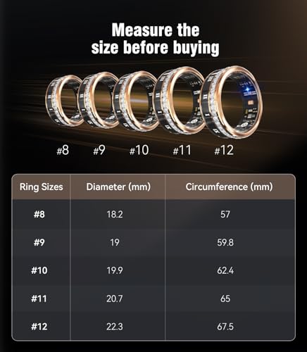 Image of 10 Gen Diamond Smart Ring and Wireless Charging Case【Industry Ranking No.1 - 0 Measurement Error】 2026 Smart Ring for Women & Men for Sleep Tracking Wearable Device,Fitness Ring 12#