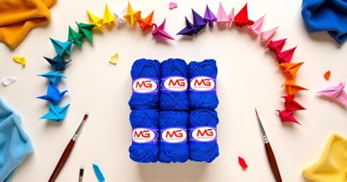 Image of 100% Acrylic Wool Blue 6 Pc M.G Ball Wool Ball Hand Knitting Wool /Art Craft Soft Fingering Crochet Hook Yarn-EB Art-DCI