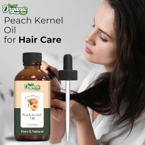 Image of Organic Zing Peach Kernel (Prunus Persica) Oil | Pure & Natural Carrier Oil for Massage, Skincare, Haircare- 30ml /1.01fl oz
