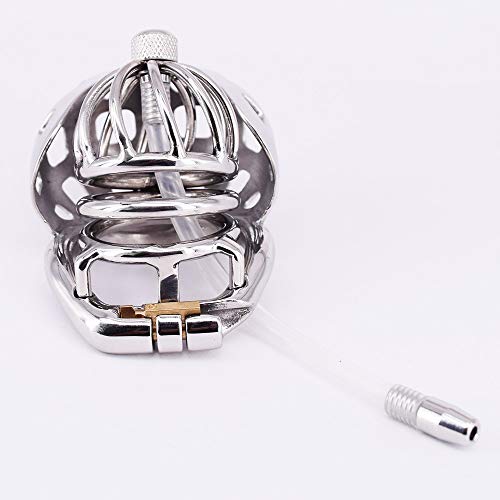 男性巨根ケージステンレス鋼アークペニスリングメタル貞操器具で尿道カテーテルステルスロック陰嚢ボンデージギア 、貞操帯男性 (Size : Ring 40mm) - 画像6