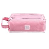Modellnummer: QBH762 Doppelreißverschluss Große Federmäppchen Kawaii Schule Federmäppchen Leinwand Große Federbox Für Mädchen Niedliche Schreibwaren Bleistiftbeutel Etui, Rosa