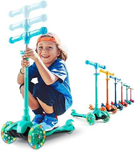 Kicksy - Kids Scooter - Toddler Scooter for Kids 2-5 Adjustable Height - 3 Wheel Scooter for Kids Ages 3-5 Boys & Girls - Kids Three Wheel Scooter with Light Up LED Wheels
