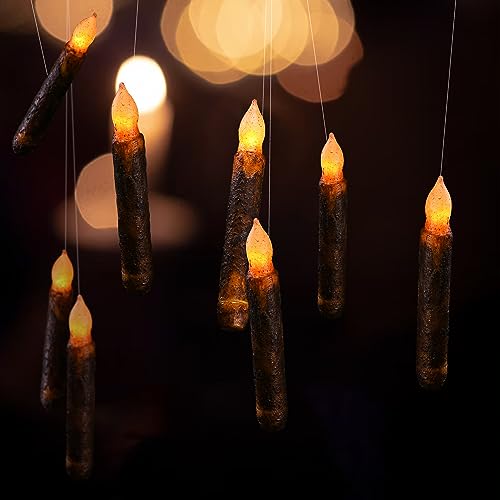 Lpraer-6Pack-Real-Wax-Pillar-Taper-Candle-Primitive-Drip-Candles-Flameless-Flickering-LED-Lights-Dipped-Battery-Operated-Halloween-Decoration-Set-Wedding-Party-Festival-Church-DecorBrown Lpraer 6Pack Real Wax Pillar Taper Candle Primitive Drip Candles Flameless Flickering LED Lights Dipped Battery Operated Halloween Decoration Set Wedding Party Festival Church DecorBrown