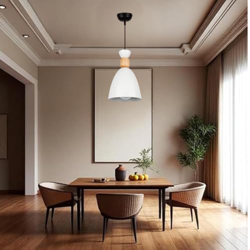 Image of Modern White Aluminium Pendant Light for Ceiling, Decorative Hanging Light for Living Room, Dining Room, Kitchen & Cafe Pack of 2