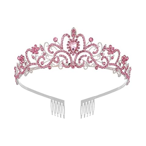 ERZU Silver Crystal Tiara Crowns, Exquisite Headdress Rhinestone Gem Hair Accessories Princess Crown Tiara for Prom Party Cosplay Cover