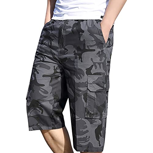 Short cargo fitness pour hommes avec poches et imprimé d'été